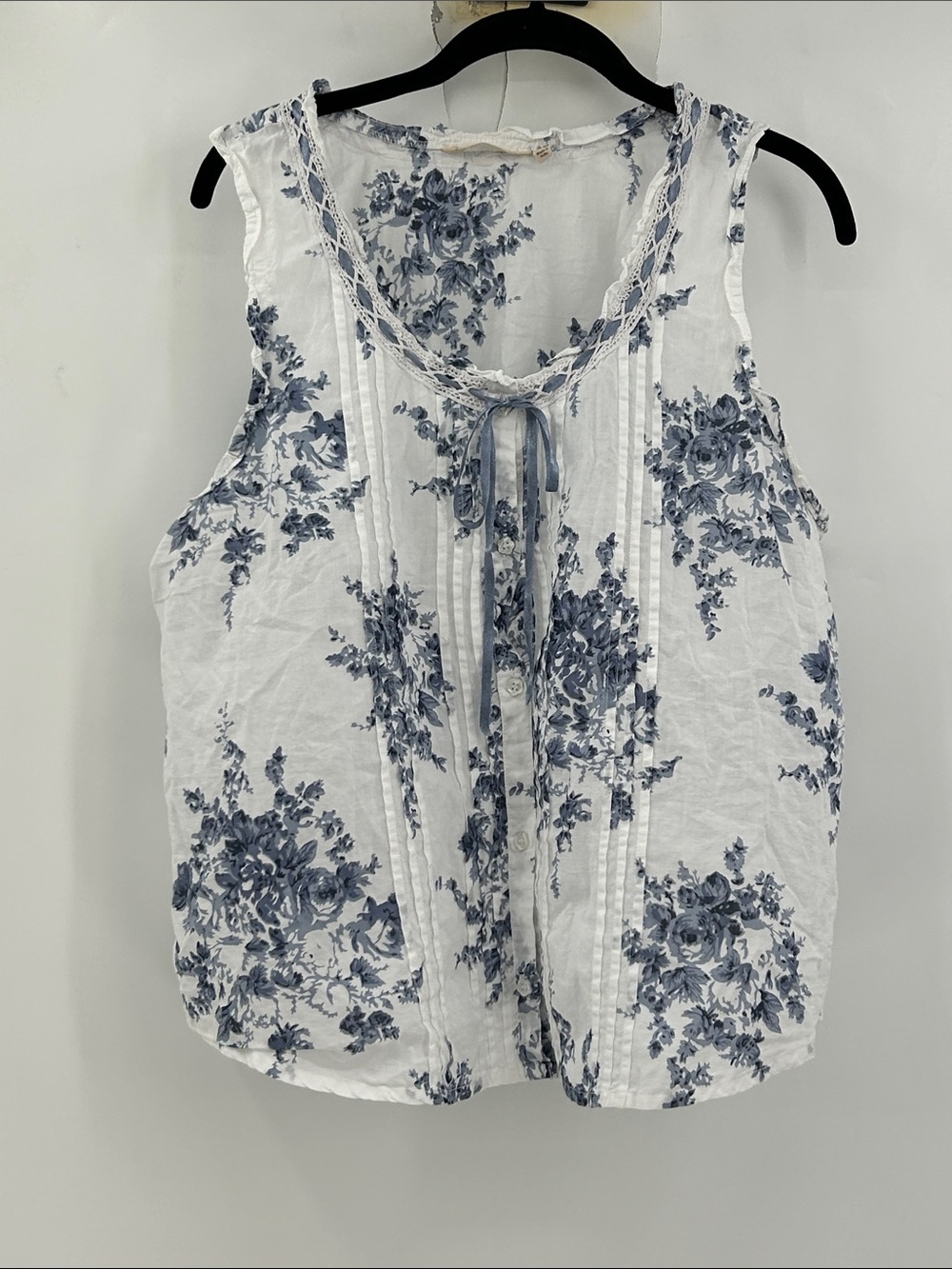 Soft Surroundings Sleeveless Button Front Top Floral Size Large
